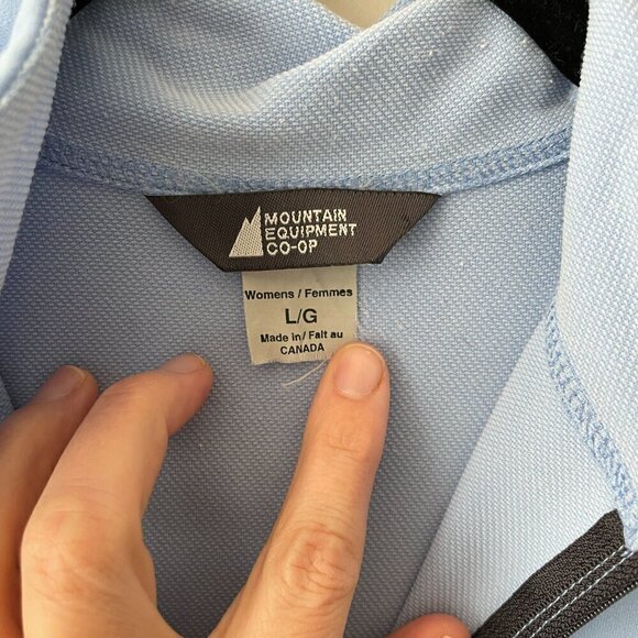 Mountain Equipment Co-op 1/2 Zip Mock Neck Pullover Casual Sweater Blue Large - Picture 7 of 7